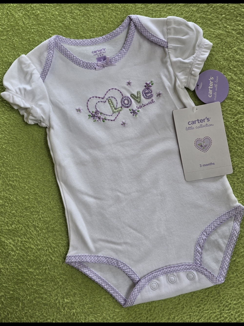NWT 12-18M  Baby GIRLS  BODYSUIT  Lavender Embroidered LOVE - SO SWEET (Q2)